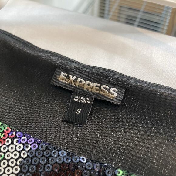 Express Y2K Women’s Shimmery Floral Sequin Tunic Dress Size S‎ Going Out Disco - Picture 5 of 11